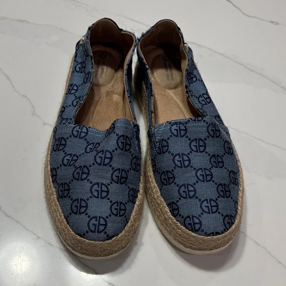 Giani Bernini Blue Monogram Canvas Espadrilles